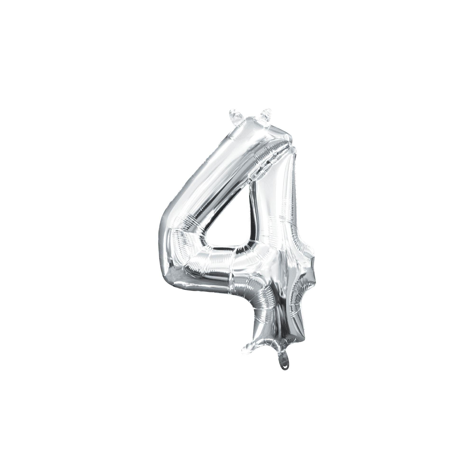 13in Air-Filled Silver Number (0-9) Balloons