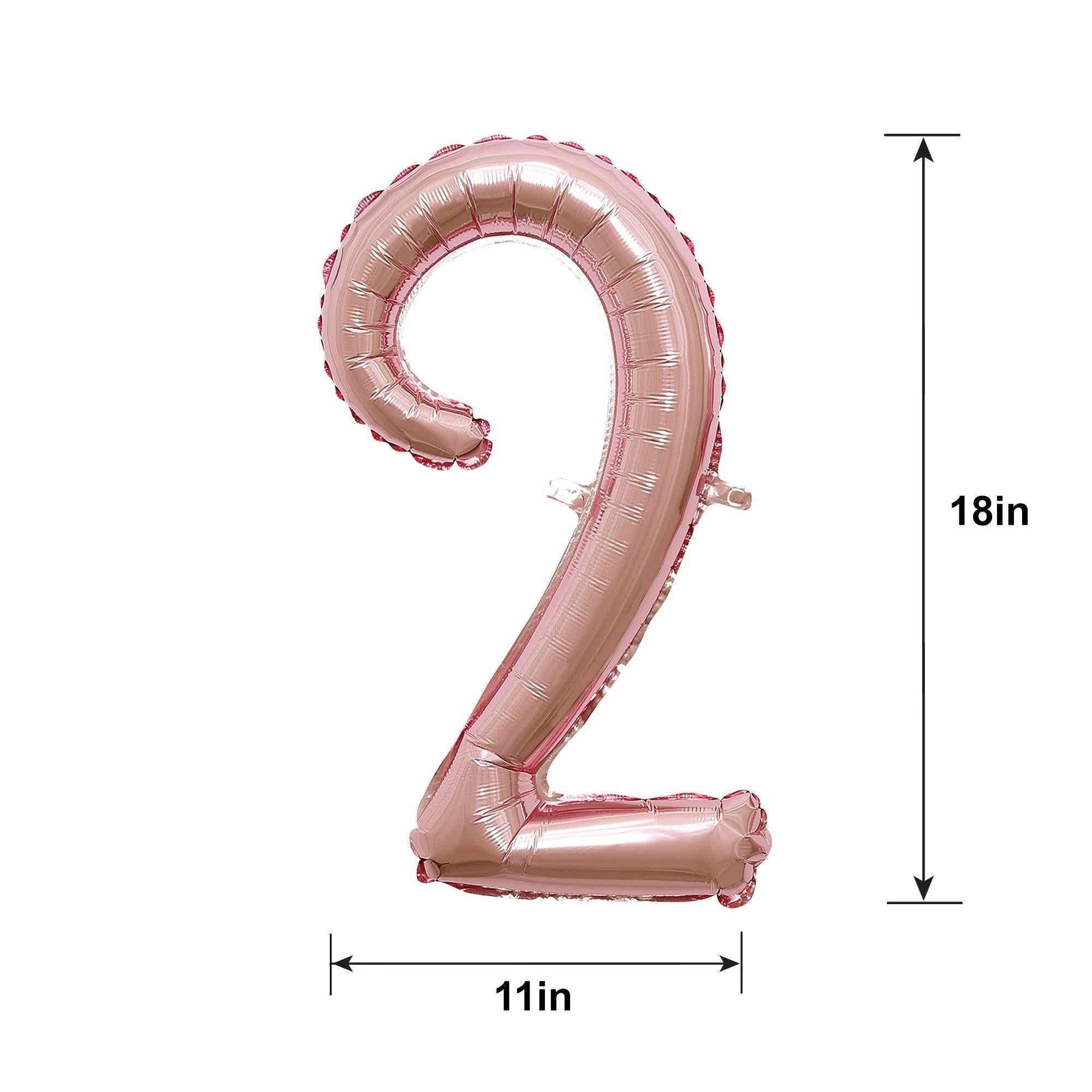 Air-Filled Rose Gold Cursive Number (0-9) Foil Balloon, 10in x 18in