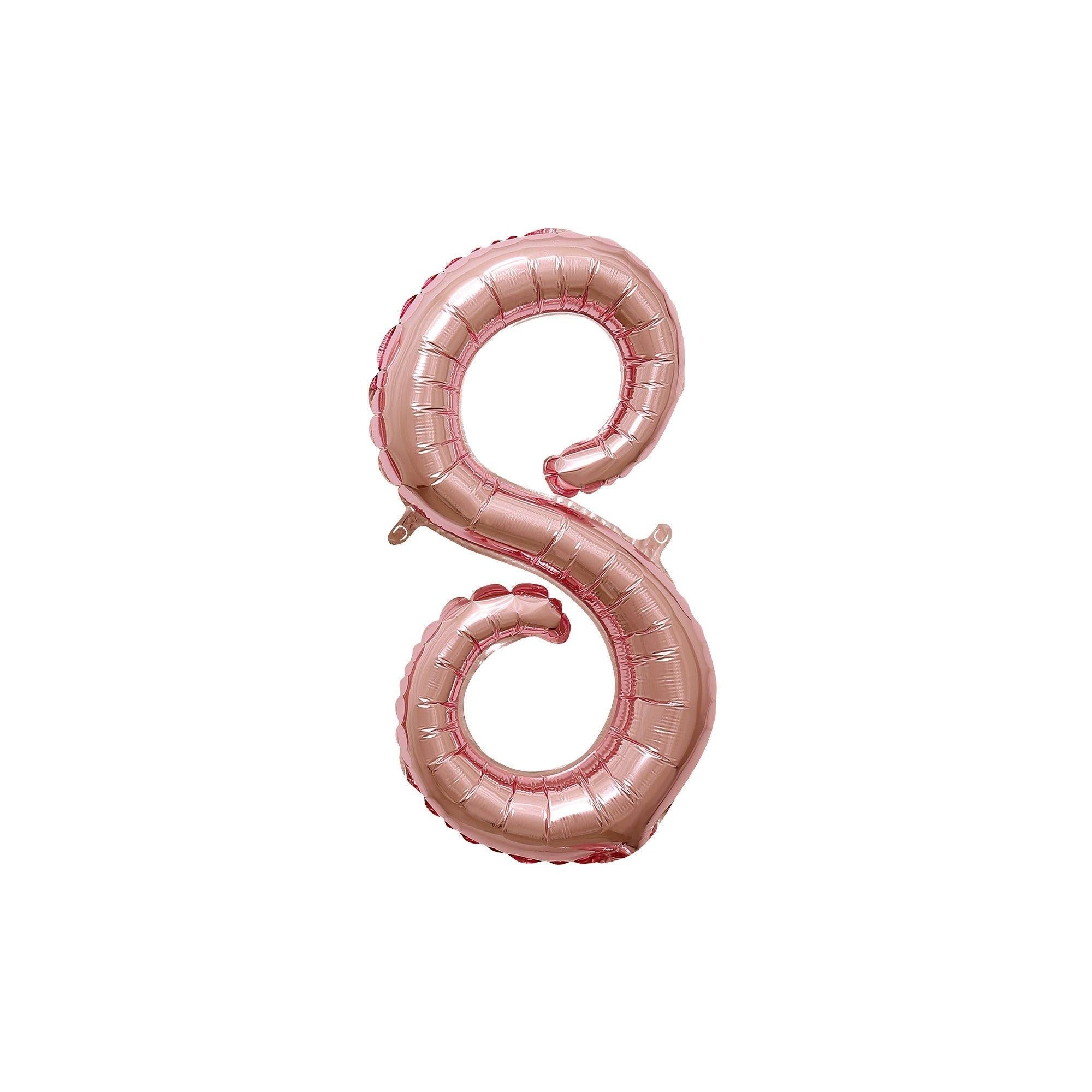 Air-Filled Rose Gold Cursive Number (0-9) Foil Balloon, 10in x 18in
