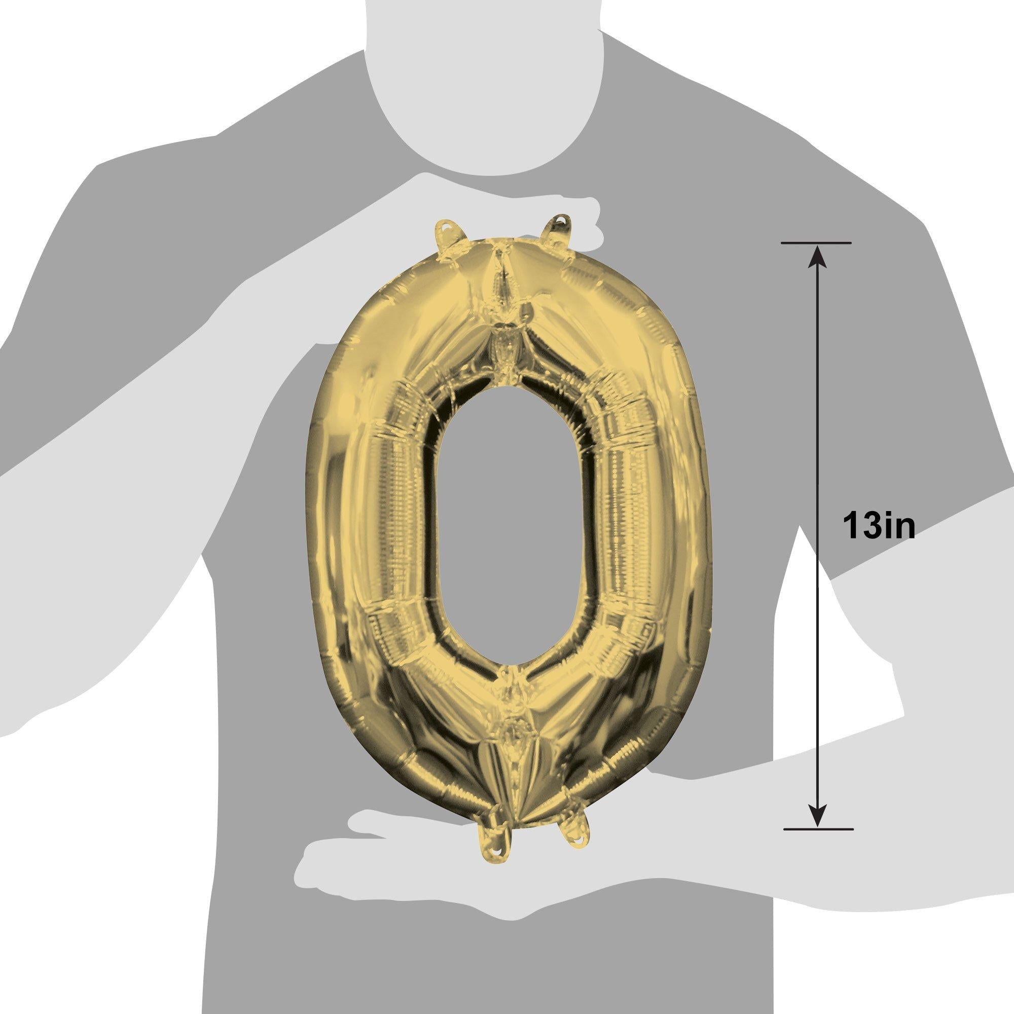 13in Air-Filled White Gold Number (0-9) Balloon